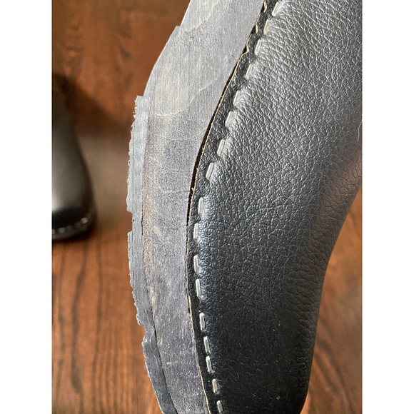 Brand new Vintage Strövels Men EUR 47 Wood Sole Leather Upper black - Picture 8 of 11